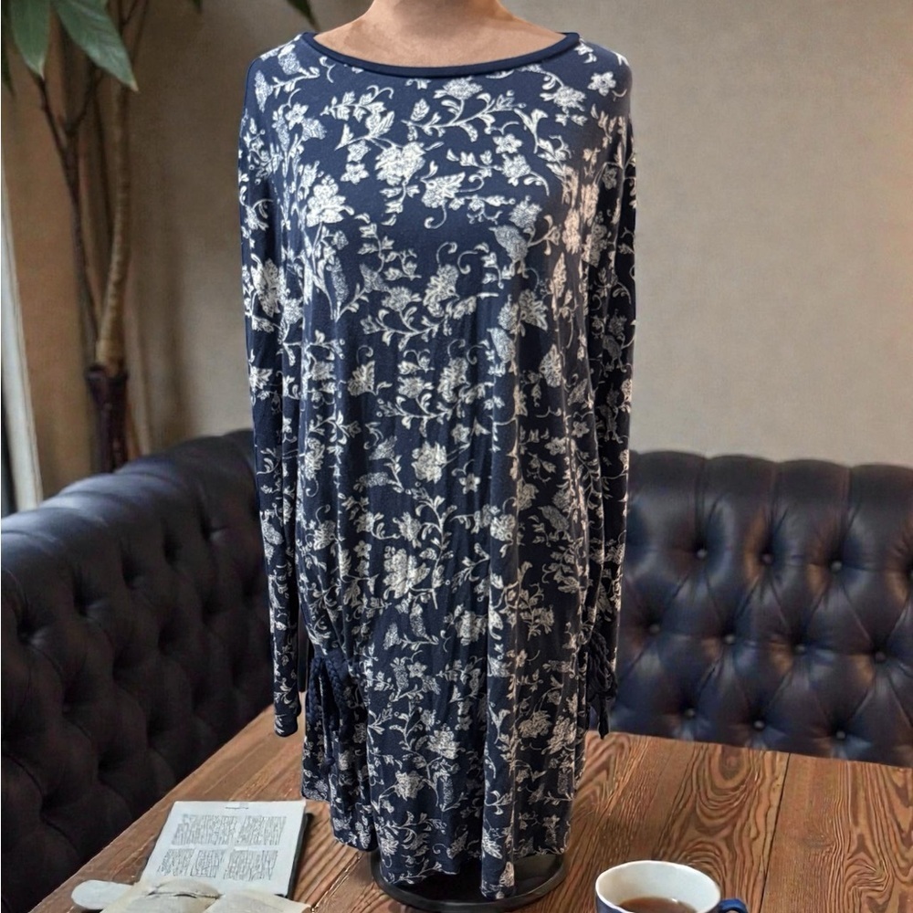 LC Waikiki Elegant Navy Floral Tunic Top 4X